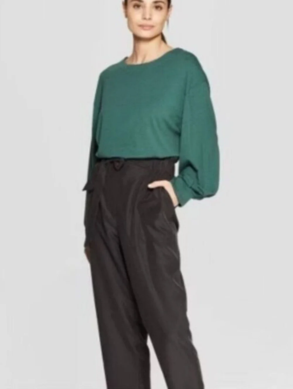 PROLOGUE WOMEN'S BALLOON DROP SLEEVE DARTED CUFF TOP SHIRT GREEN NWOT SIZE XL